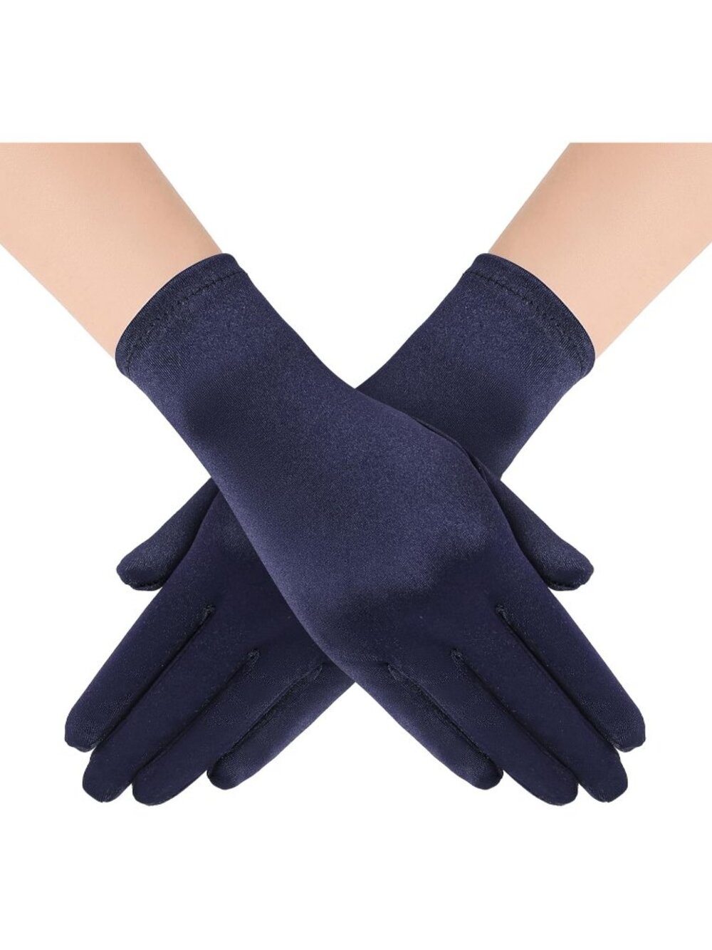Women's Navy Blue 1920s Bridal Tea Party Wedding Short Satin Opera Gloves